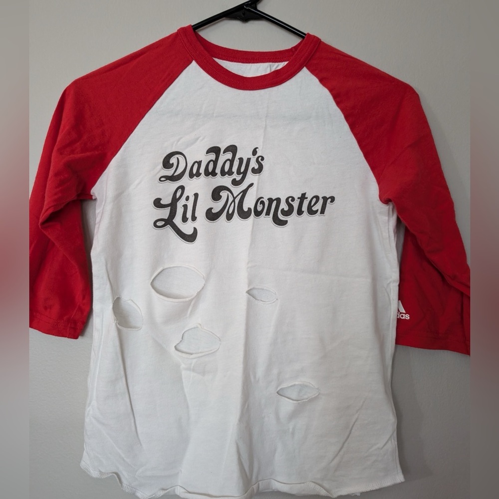 ONLY WORN ONCE | Custom “Daddy’s Little Monster” ADIDAS baseball tee